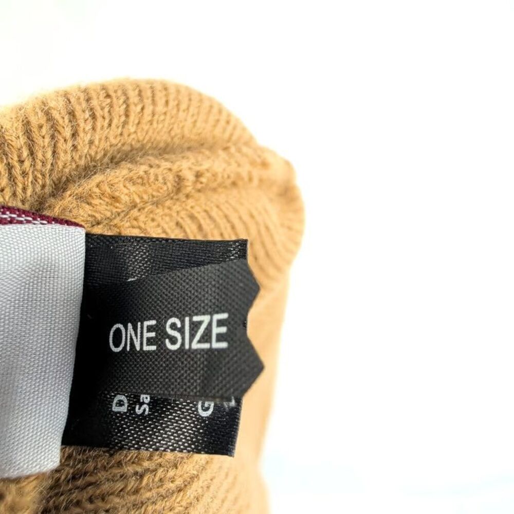Goorin Bros The Farm G.O.A.T. Goat Animal Patch Cuffed Beanie Knit Hat Tan Brown - Picture 5 of 8